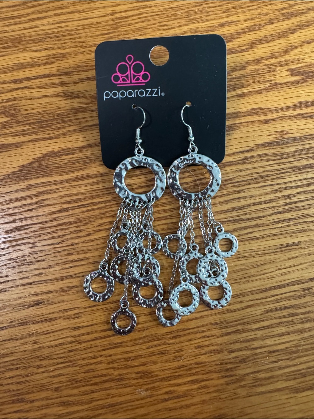 paparazzi Silver Textured Hoop Cascade Dangle Earrings